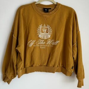 Vans Off The Wall Mustard Pull Over Crew Neck Sweater Size XS